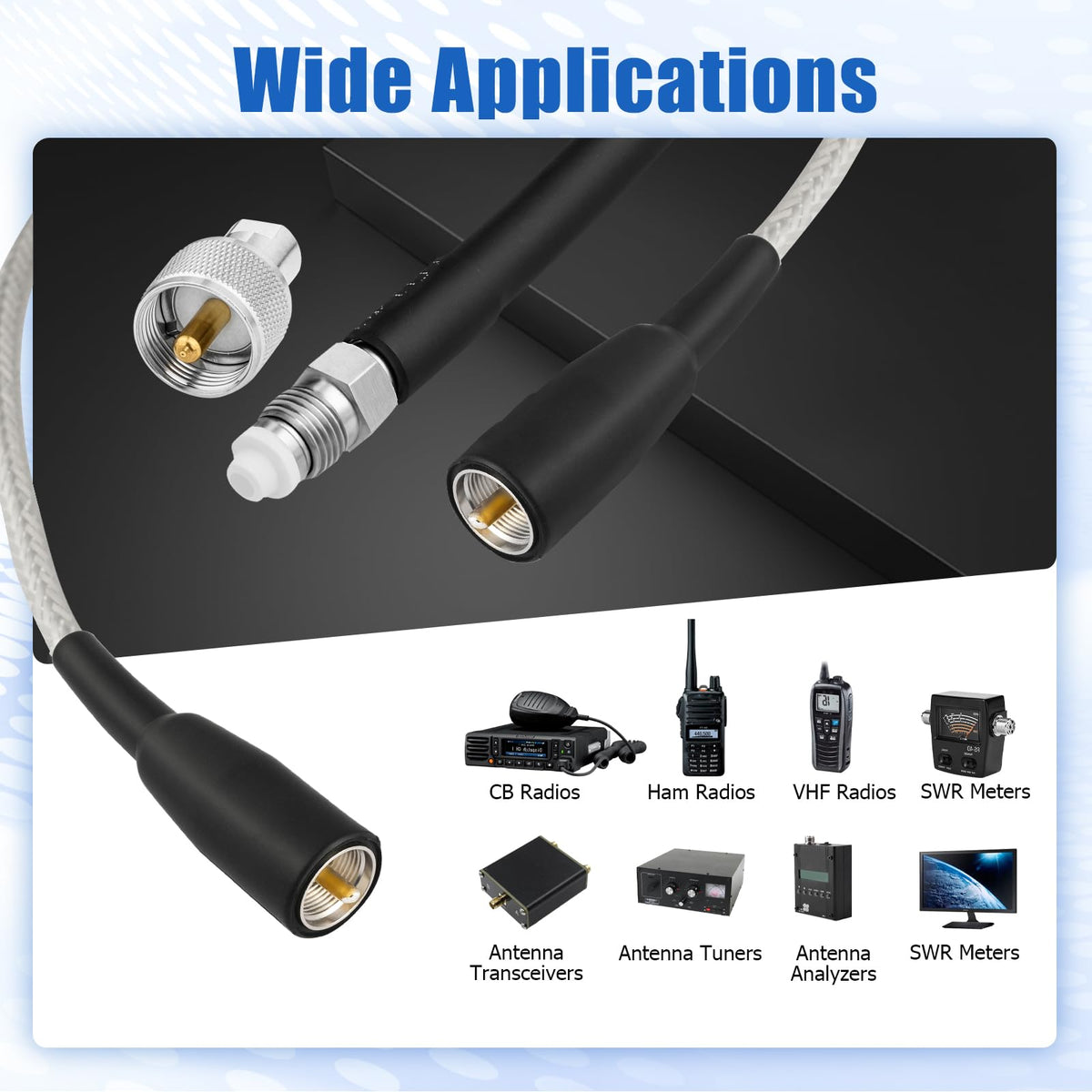 Flexible RG8X coax with rugged jacket suits professional or DIY setups.