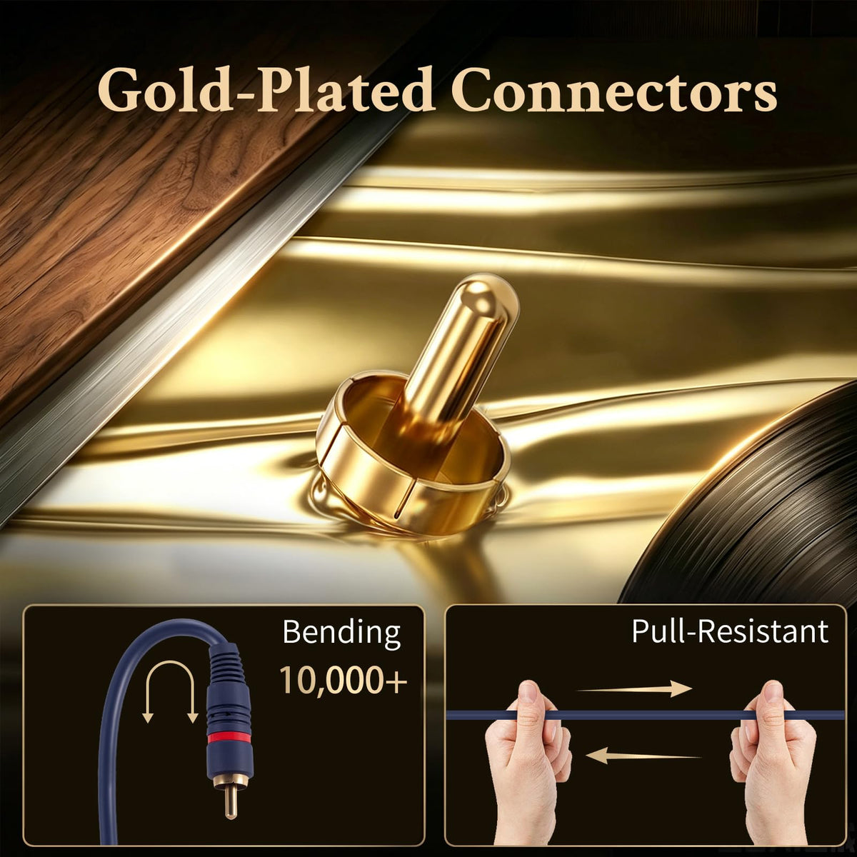 Ullnosoo RCA cable with 6 ft length and flexible outer jacket for easy setup