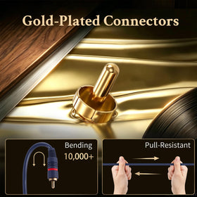 Ullnosoo RCA cable with 6 ft length and flexible outer jacket for easy setup