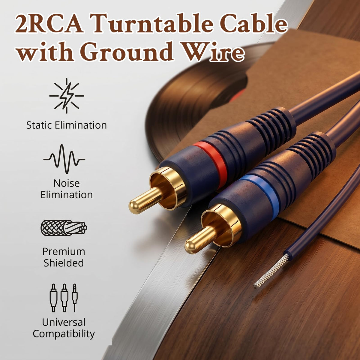 Ullnosoo RCA cable with gold-plated connectors for reliable contact