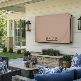 ULTCOVER fully covering an outdoor TV to prevent weather damage