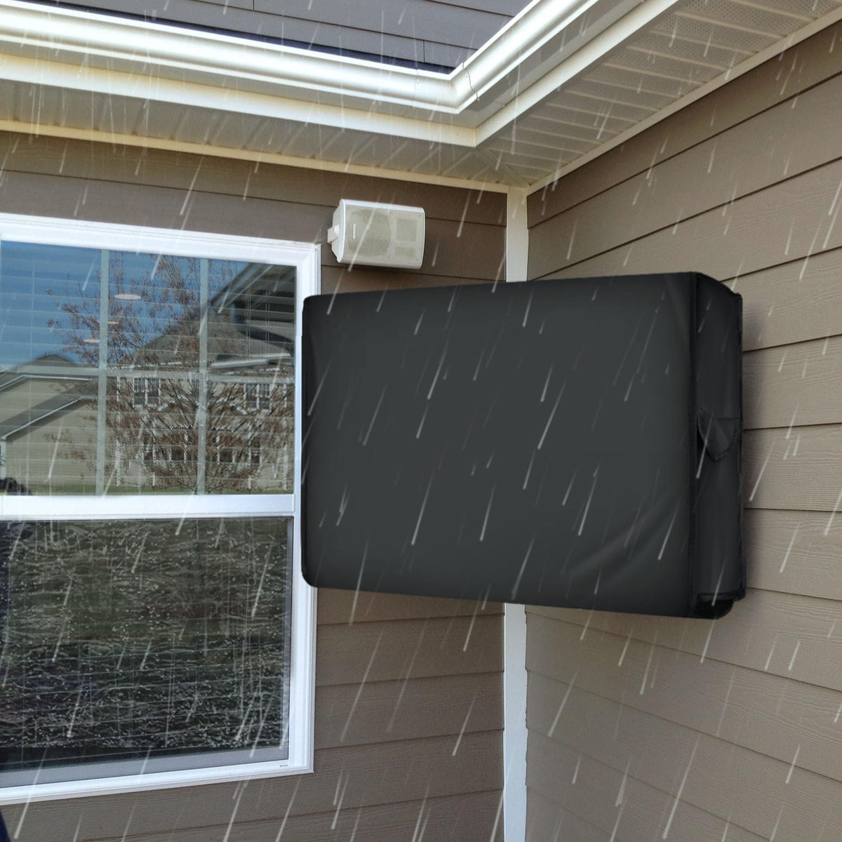 ULTCOVER installed on a patio TV offering outdoor entertainment protection