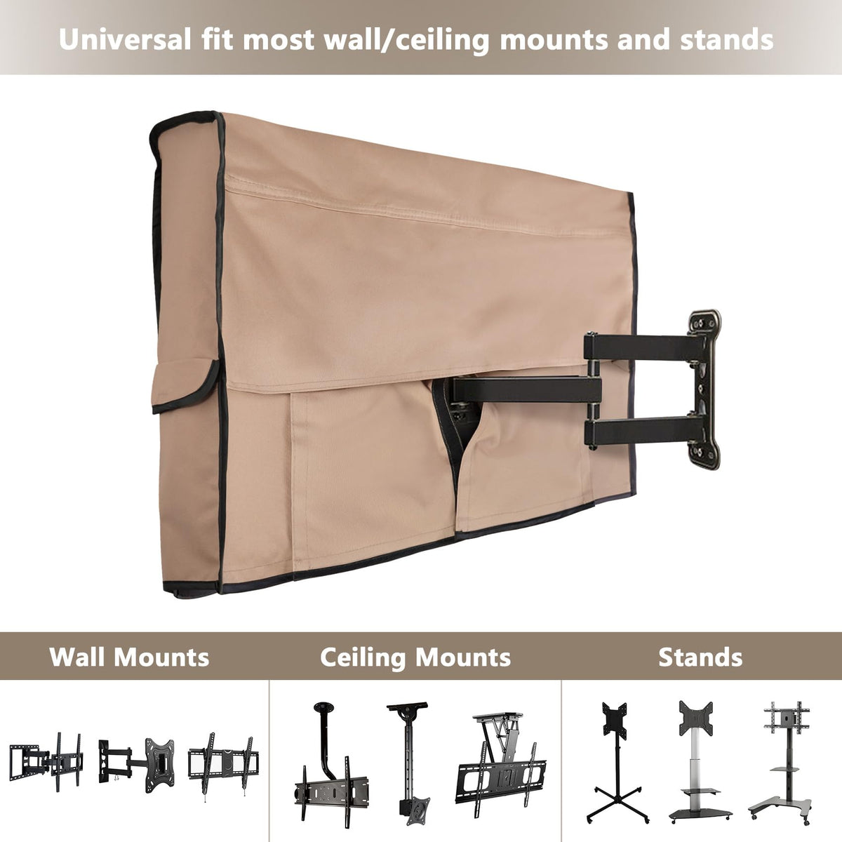 ULTCOVER TV cover with cable slots to tuck wires neatly behind the TV