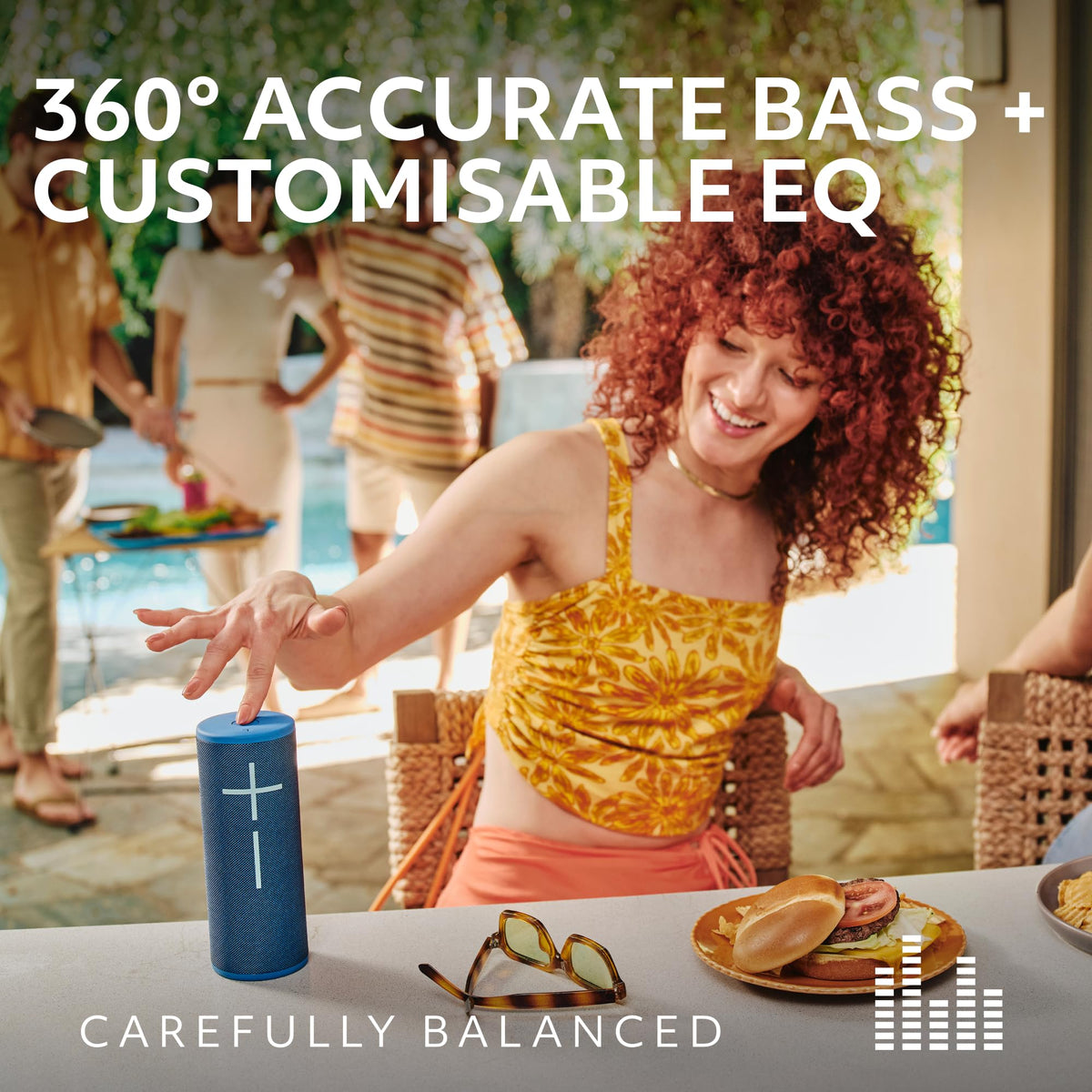 Ultimate Ears BOOM 4, 15-hour battery, keeps music playing on adventures.