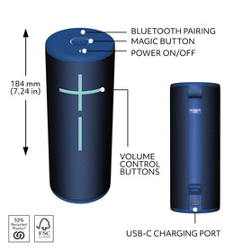 Ultimate Ears BOOM 4 blue offers 147 ft wireless range for freedom