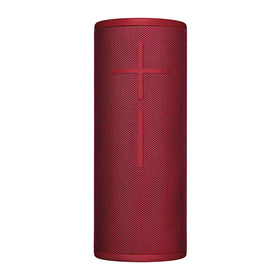 Ultimate Ears Boom 3 Sunset Red front view showing bold 360° sound for outdoor adventures.