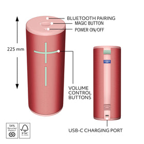 Bluetooth range up to 147 feet for open spaces.