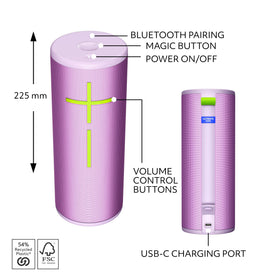 Ultimate Ears MEGABOOM 4 features Magic Button to control playback.
