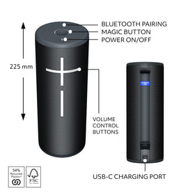 Ultimate Ears Megaboom 4 Magic Button for instant playback control.