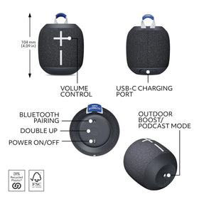 Ultimate Ears WonderBoom 4 on poolside table showing portable entertainment benefit