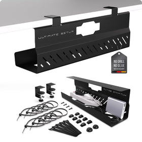 Ultimate Setup front view of under-desk tray showing tidy storage and clean desk benefit