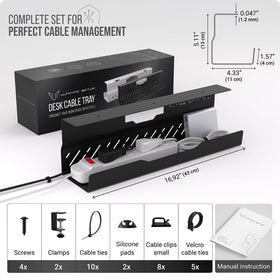 Ultimate Setup padded clip installation detail showing no-drill mounting and tabletop protection benefit