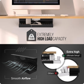 Ultimate Setup tray loaded with power strip and adapters showing heavy load handling benefit