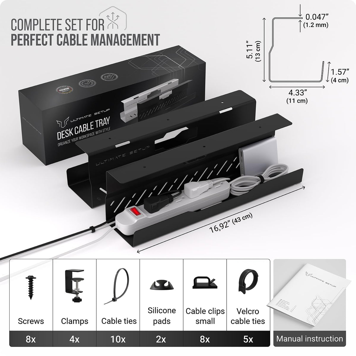 Ultimate Setup tray next to ruler for size comparison illustrating ample interior space benefit