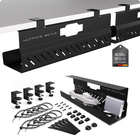 Ultimate Setup under desk tray front view showing large capacity and tidy cables benefit