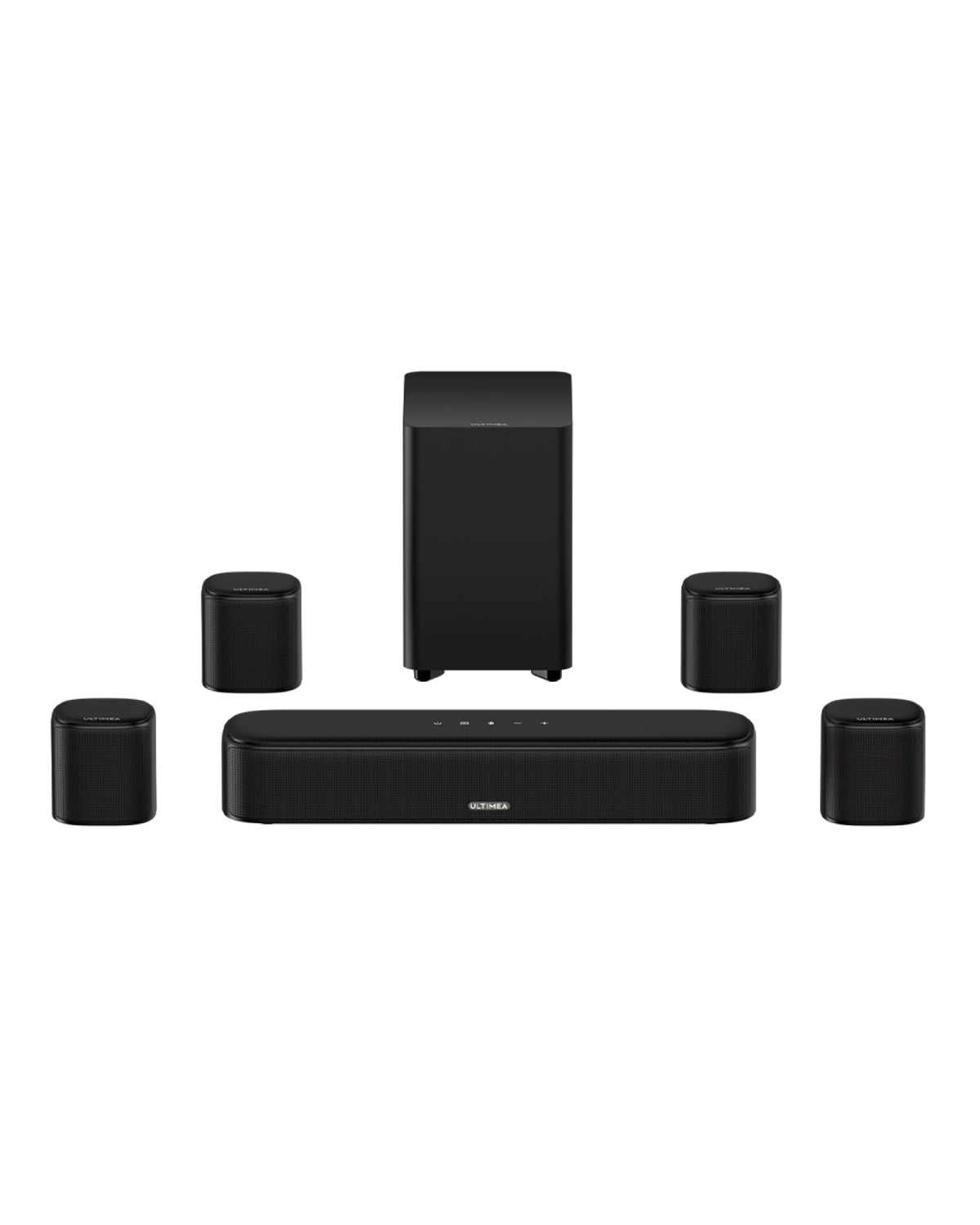ULTIMEA 7.1ch sound bar front view showing sleek compact design for modern TVs