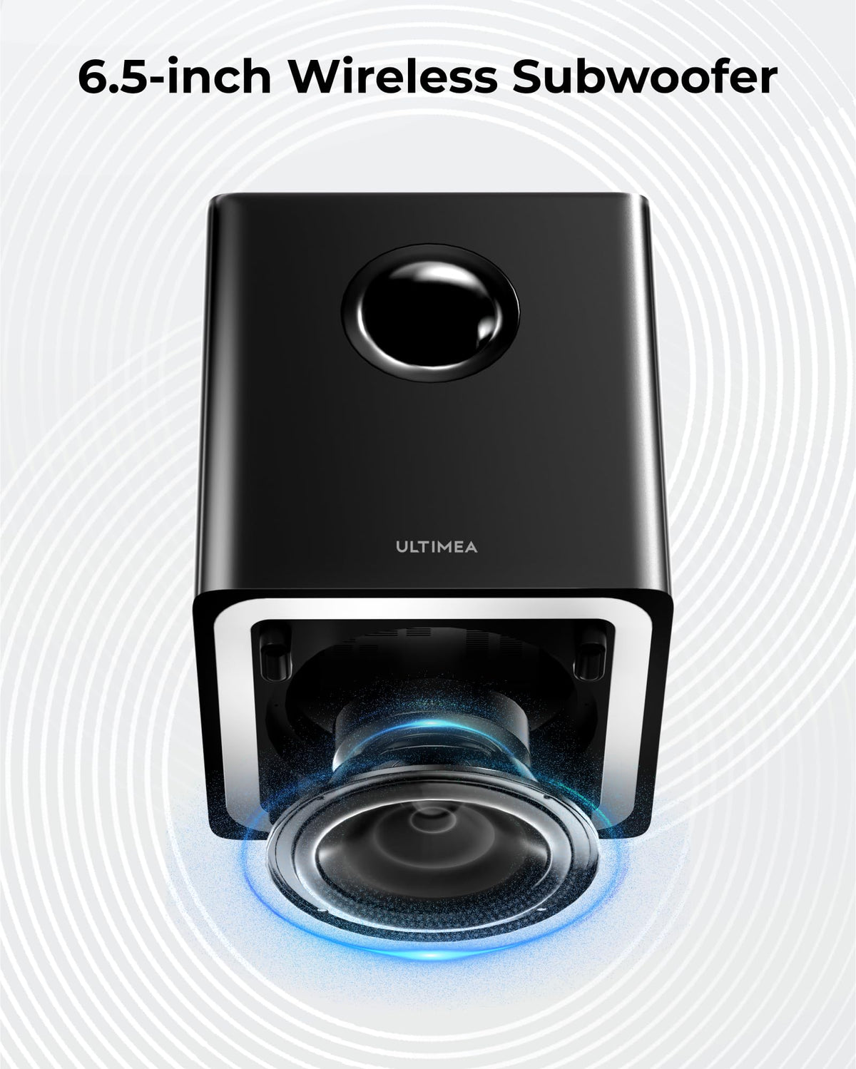 ULTIMEA Apollo S70 Ultra 6.5-inch wireless subwoofer delivers deep bass.
