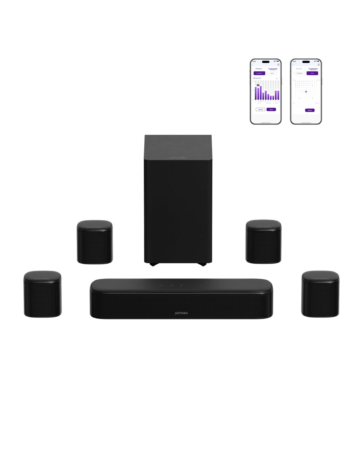 ULTIMEA Aura A40 Pro front view for immersive home theater setup.