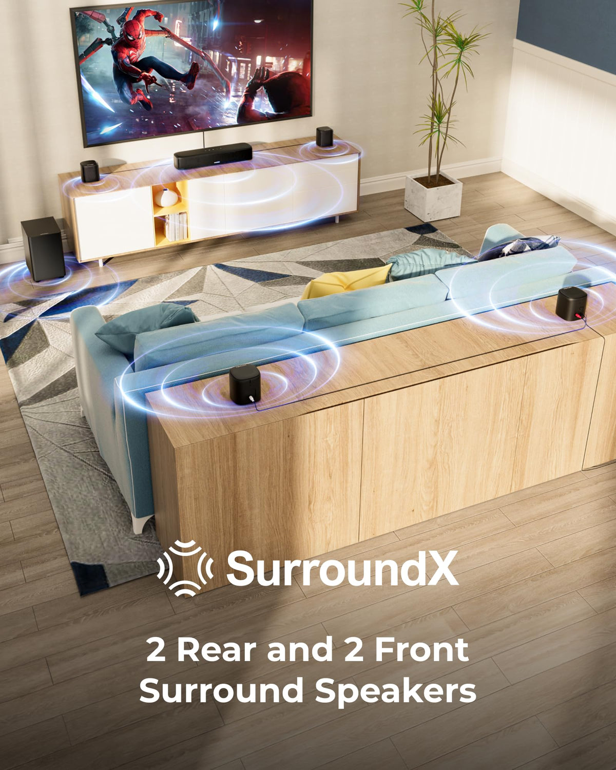 ULTIMEA Aura A40 Pro rear left speaker connected for precise channel separation.