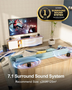 ULTIMEA Aura A40 subwoofer delivering deep bass for immersive home theater experiences