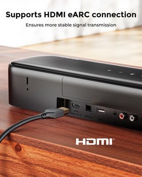 ULTIMEA Aura A60 wireless linking between soundbar and speakers for streamlined setup.