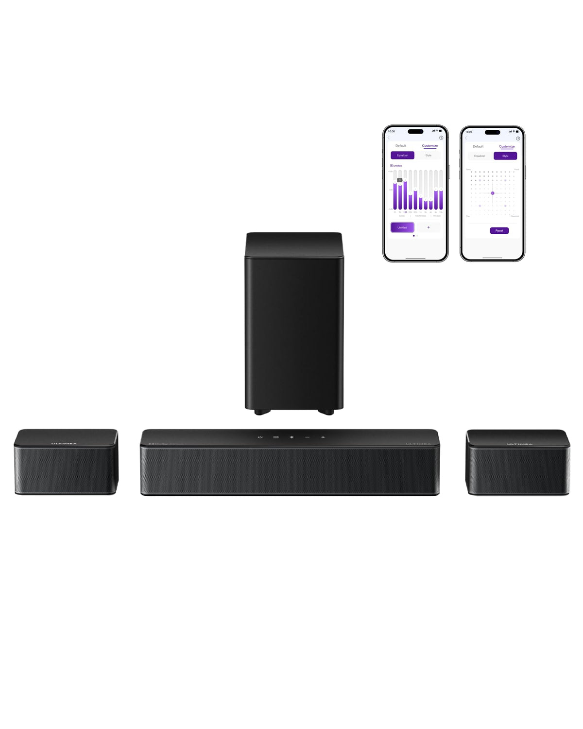 ULTIMEA Poseidon D60 front view offers cinematic setup with immersive sound and clear dialogue.