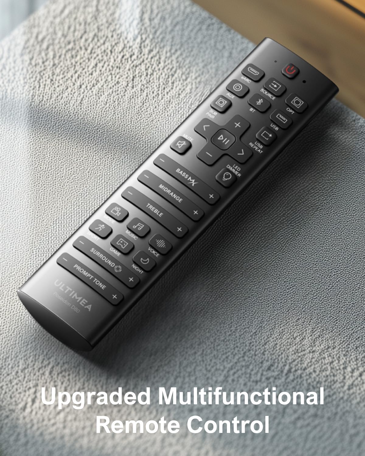 ULTIMEA Poseidon D80 modes adapt sound for movies, music, and late-night listening.