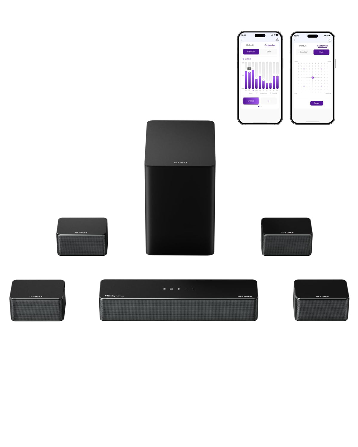 ULTIMEA Poseidon D80 soundbar front view for immersive home cinema.