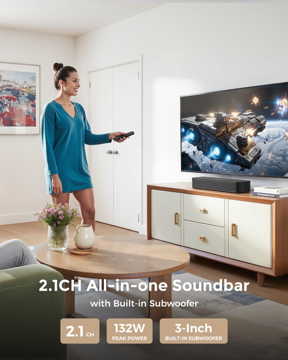 ULTIMEA Poseidon M20 Pro built-in subwoofer delivers deep bass without clutter