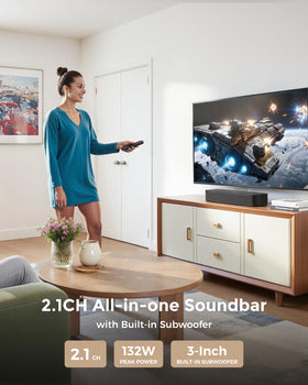 ULTIMEA Poseidon M20 Pro built-in subwoofer delivers deep bass without clutter