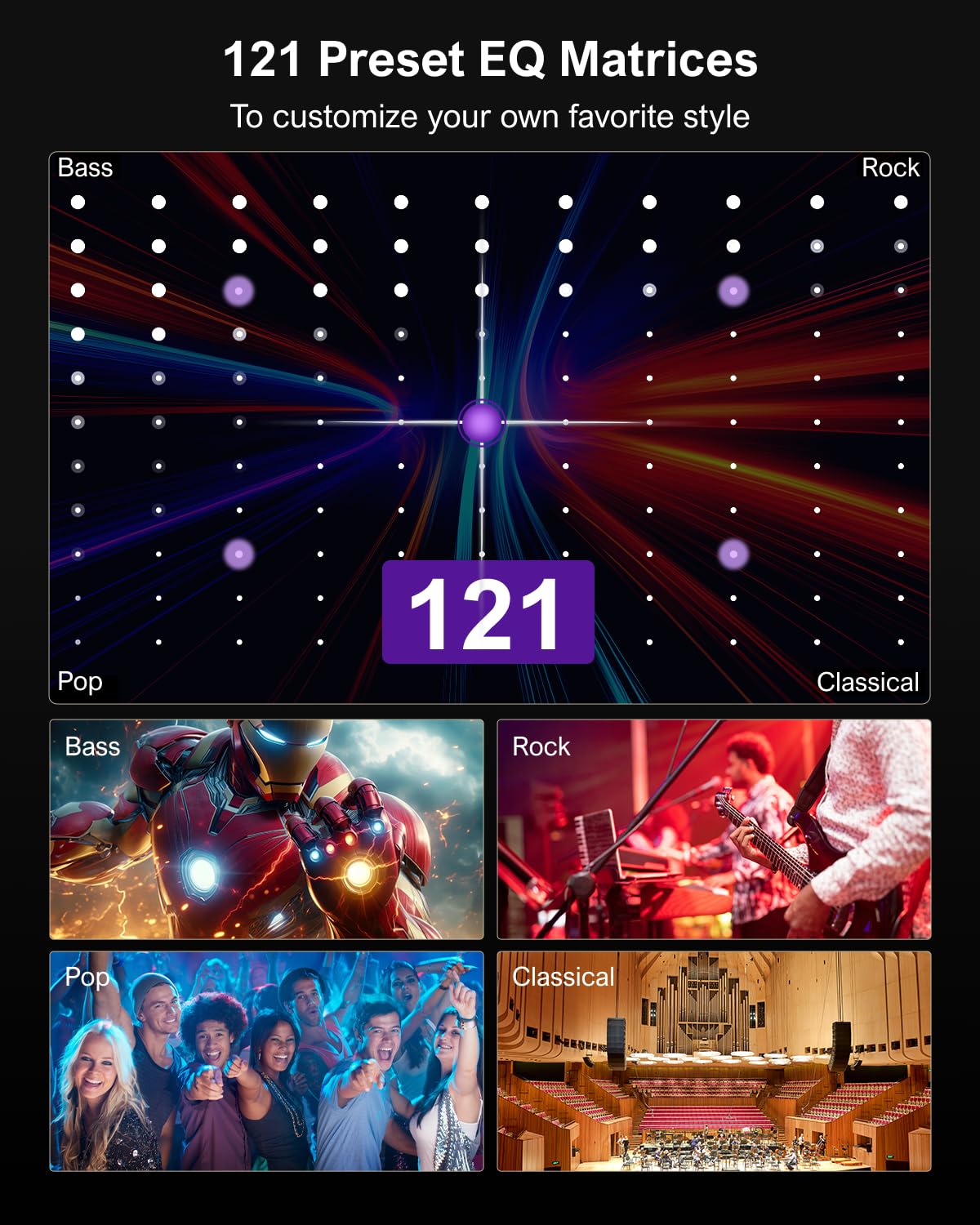 ULTIMEA smart app control UI enables customizable EQ and OTA upgrades.