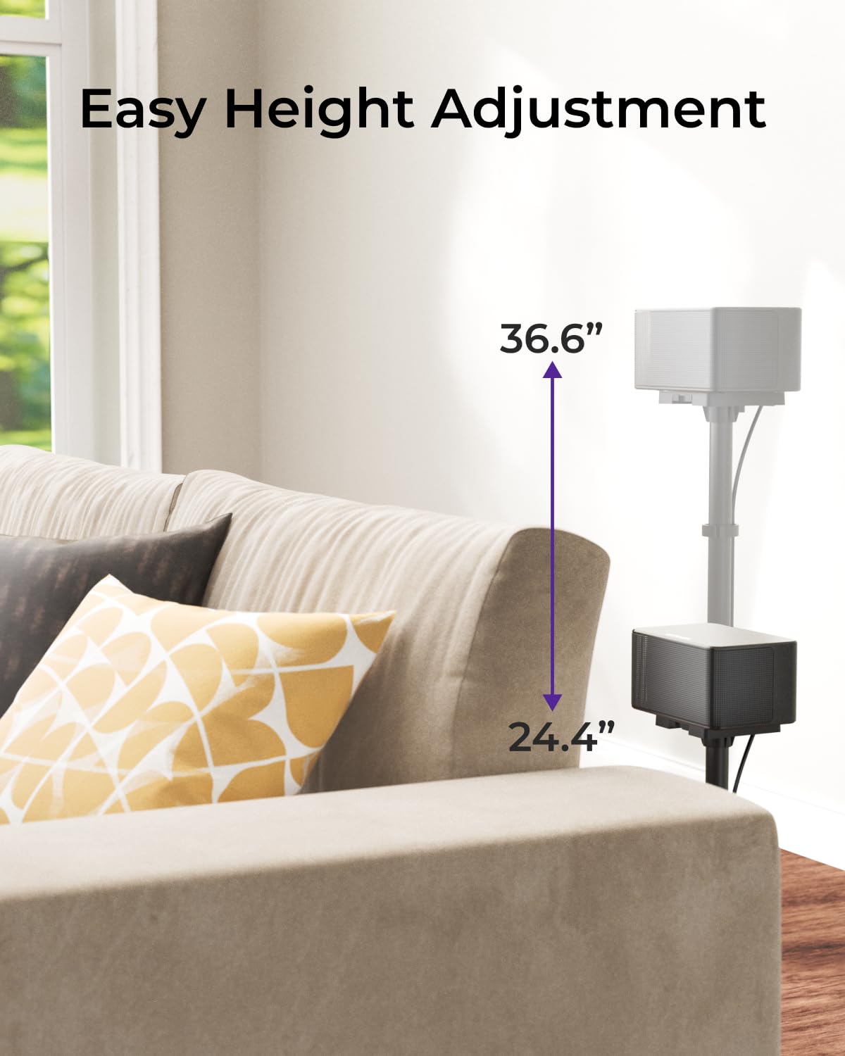 ULTIMEA Velcro straps wrapped on column keeping cables organized and out of sight