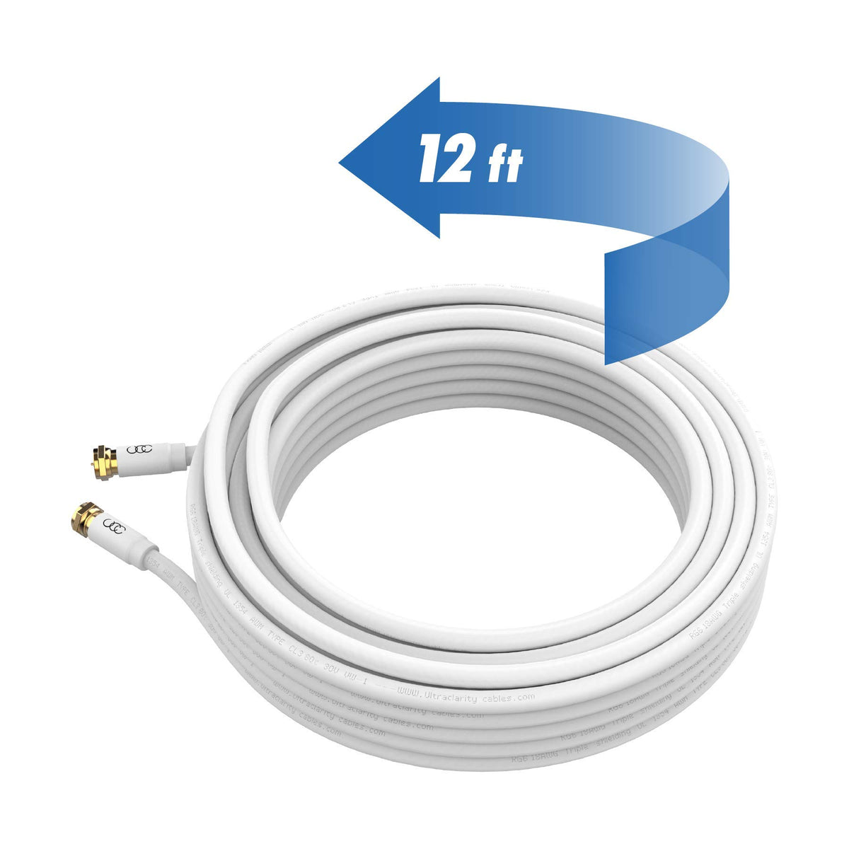 Ultra Clarity Cables label close-up showing CL3 rating conveys safe in-wall use