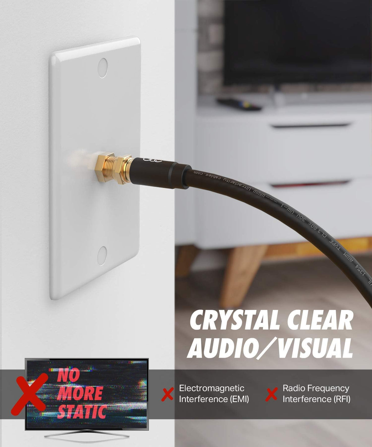 Ultra Clarity Cables connected to outdoor antenna demonstrating weather resistance and reliable reception