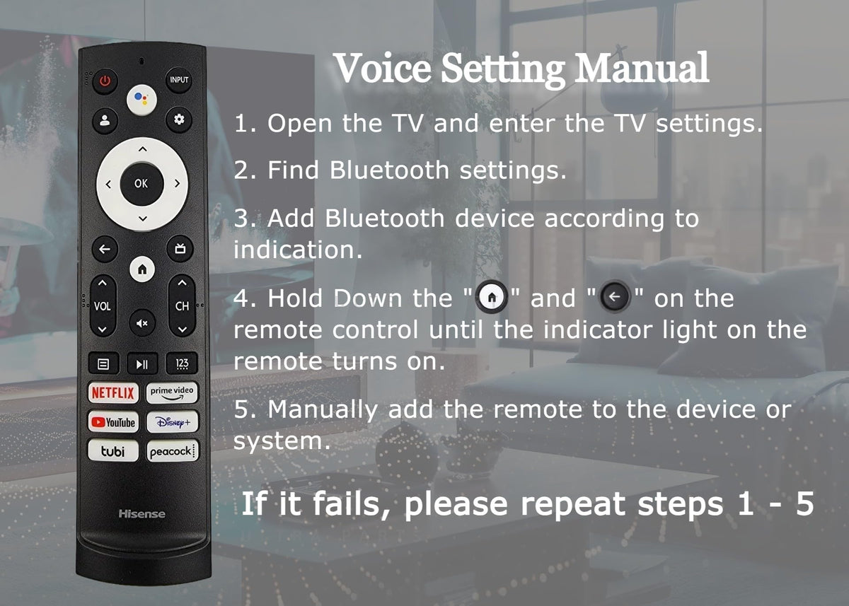 ULTRA PARTS Hisense remote battery compartment for easy setup