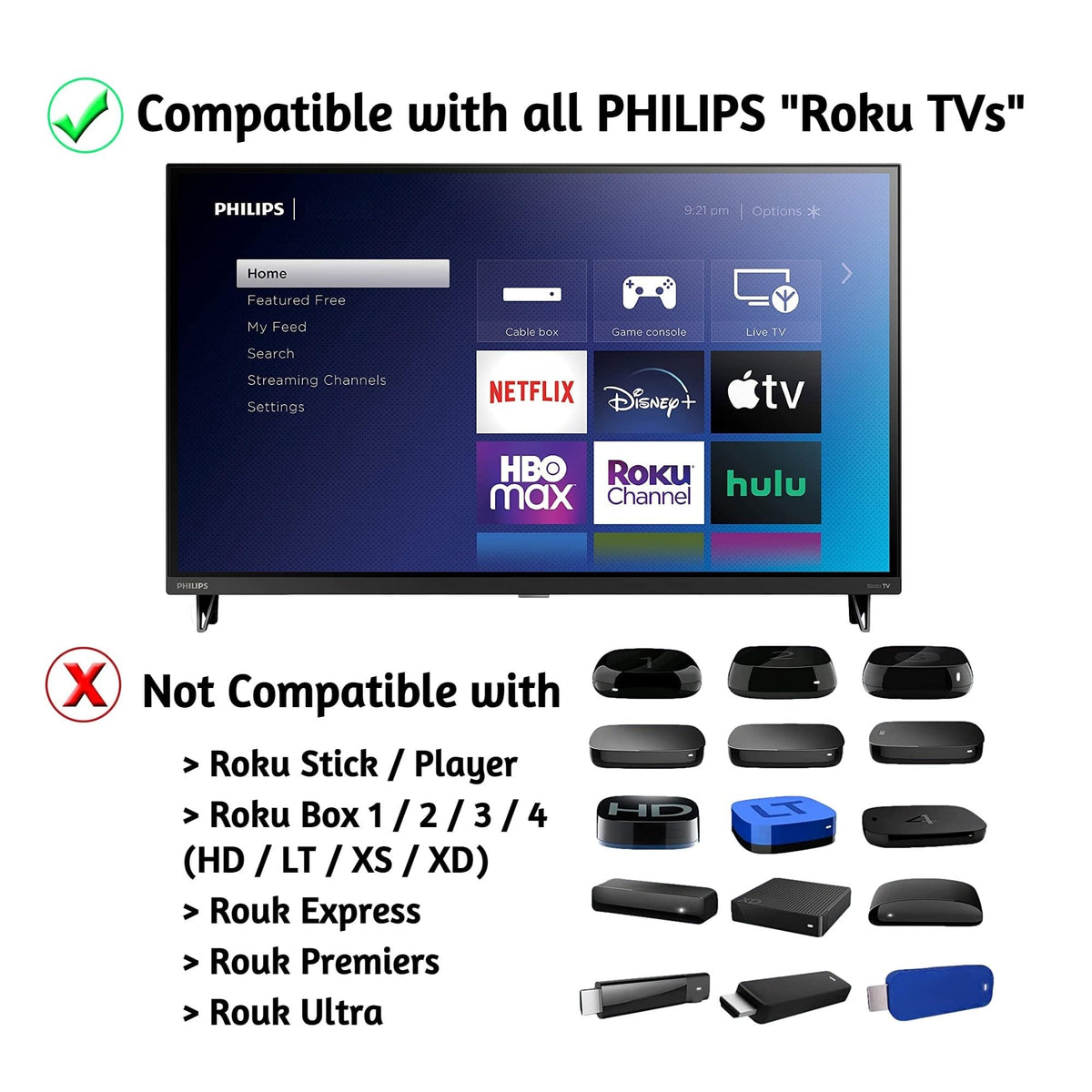 ULTRA PARTS remote buttons closeup featuring Netflix, Disney Plus, Apple TV+, and HBO Max shortcuts.