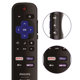 ULTRA PARTS Philips Roku remote held in hand for comfortable, responsive operation.