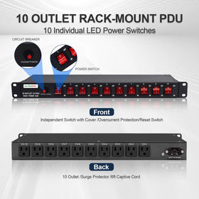 UltraPoE 1U rack-mount PDU shown in 19-inch chassis for data center setups