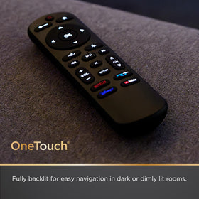 UltraPro OneTouch remote showing streaming hotkeys for popular apps