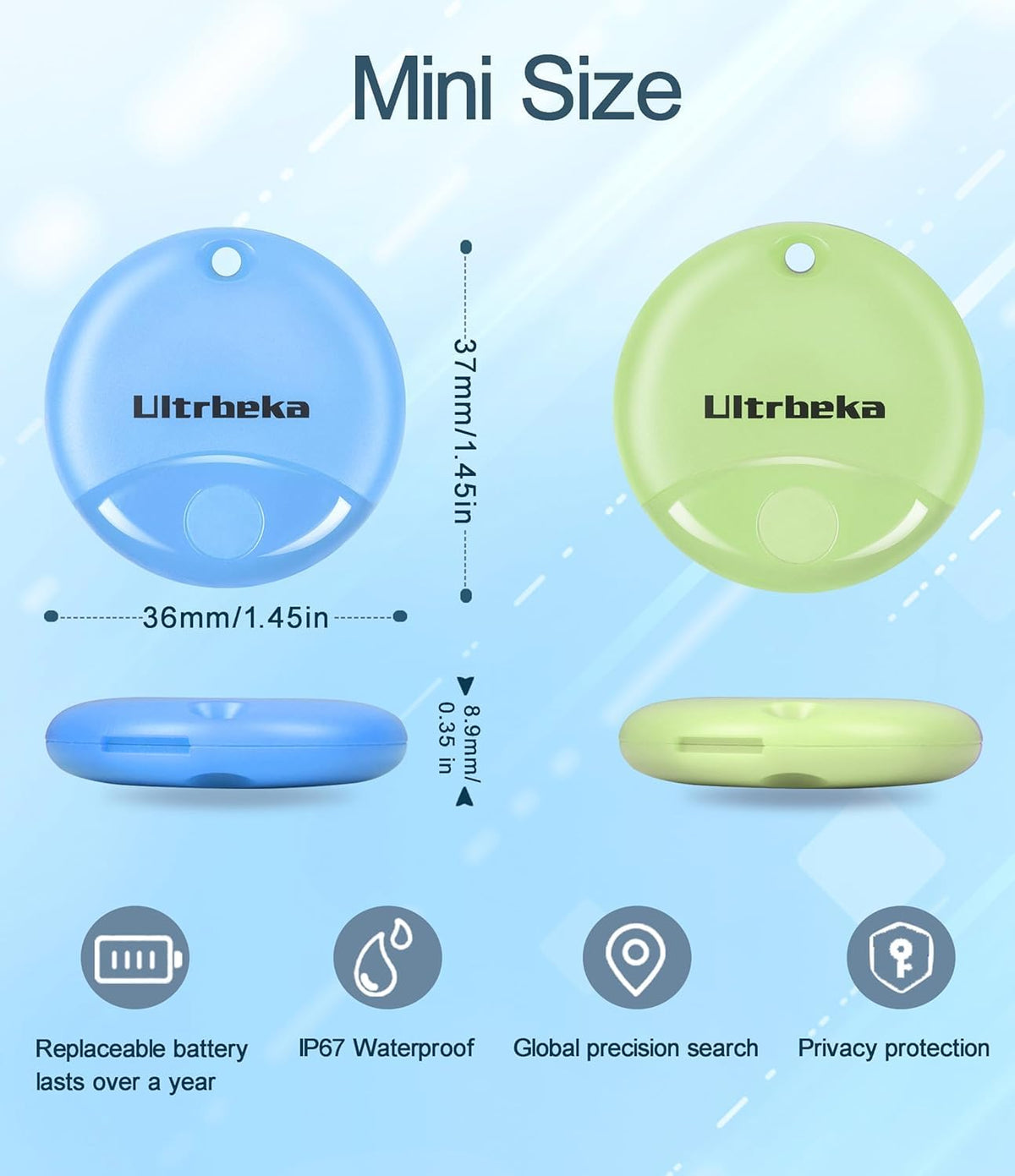 Ultrbeka Air Tracker Tag 4 Pack easy attachment to bags and backpacks.