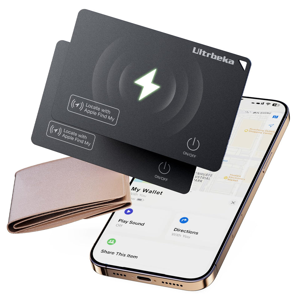 Ultrbeka front packaging showing two slim tracker cards and benefits