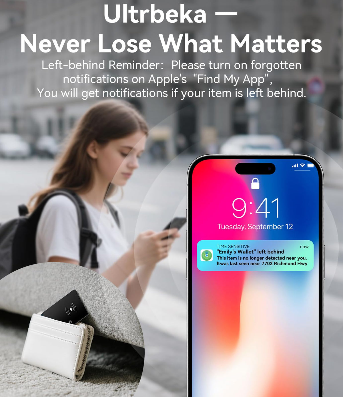 Ultrbeka phone separation alert notification preventing lost items