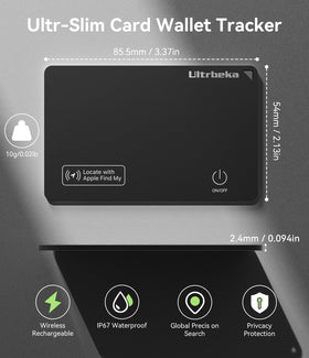 Ultrbeka Apple Find My compatible tracker shown with iPhone for location