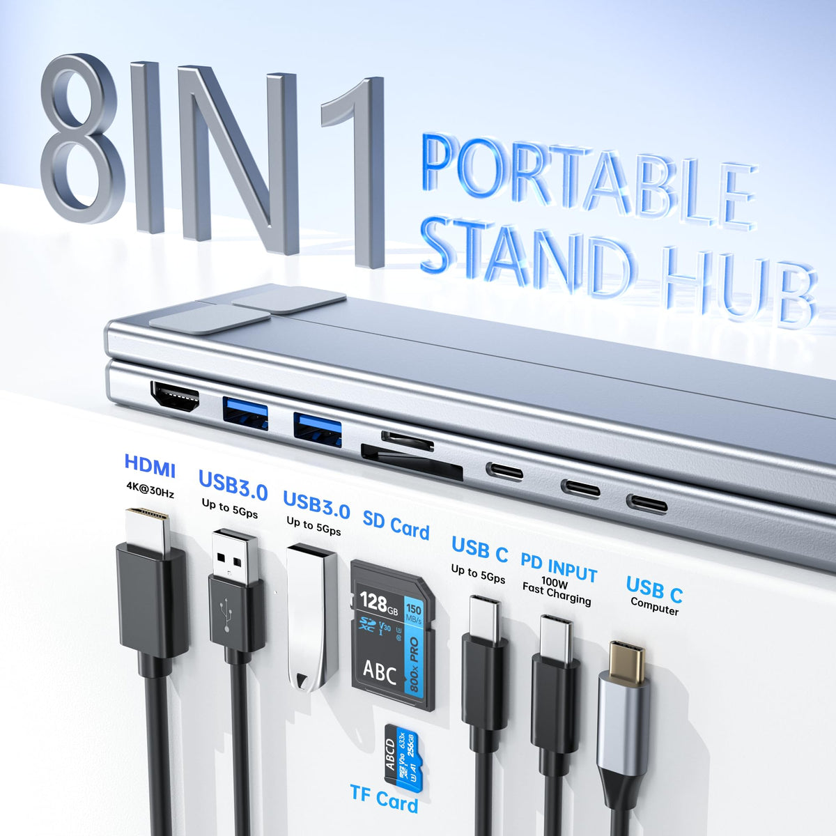 Umaniy side profile with MacBook elevated to show ergonomic angle and airflow benefit