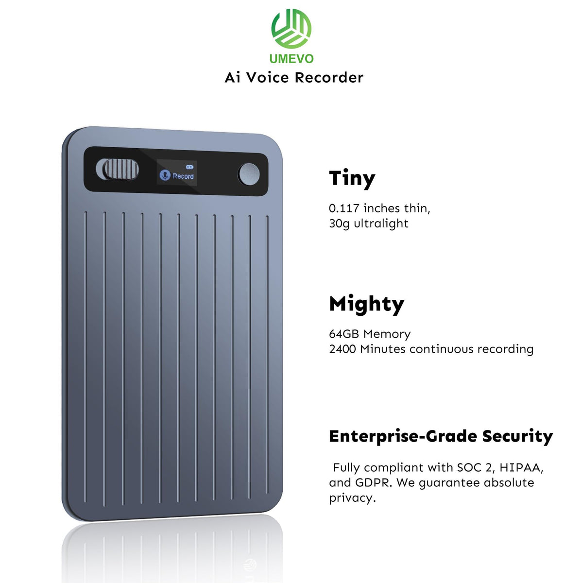 UMEVO Note Plus status display shows mode and battery at a glance.