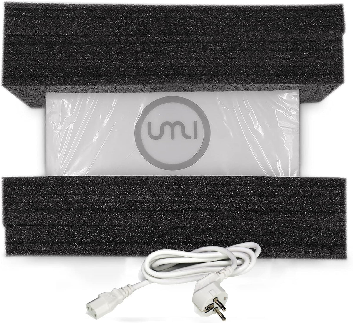 UMI packaging and manual showing included instructions and safe setup