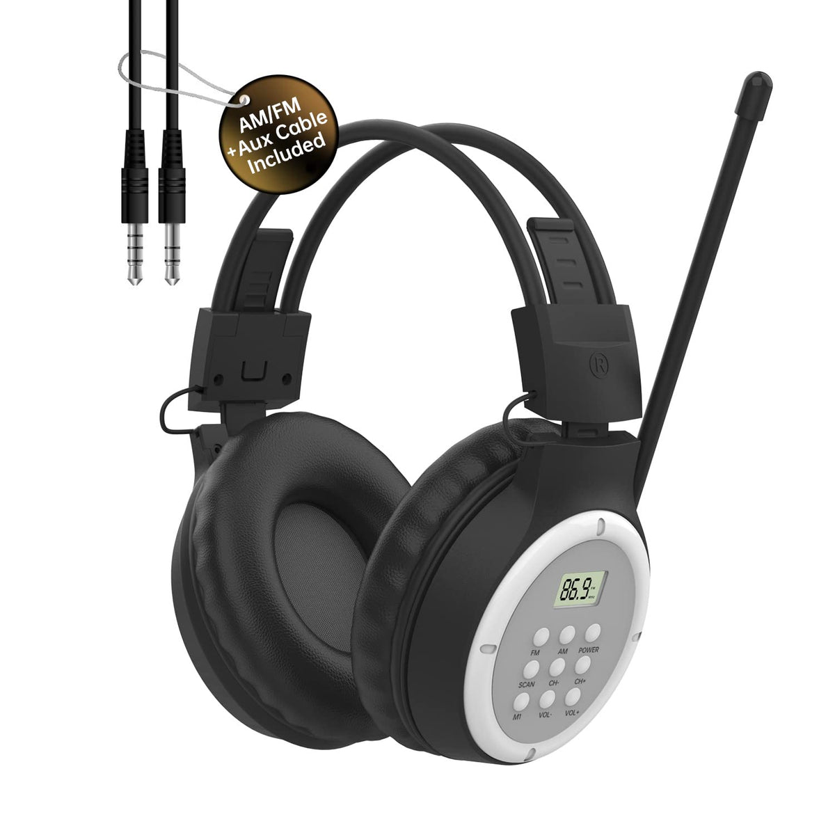 UMUTOO AM FM radio headphones front view for on-the-go listening