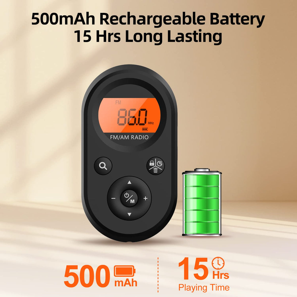 UMUTOO lightweight pocket-size radio ideal for jogging or travel