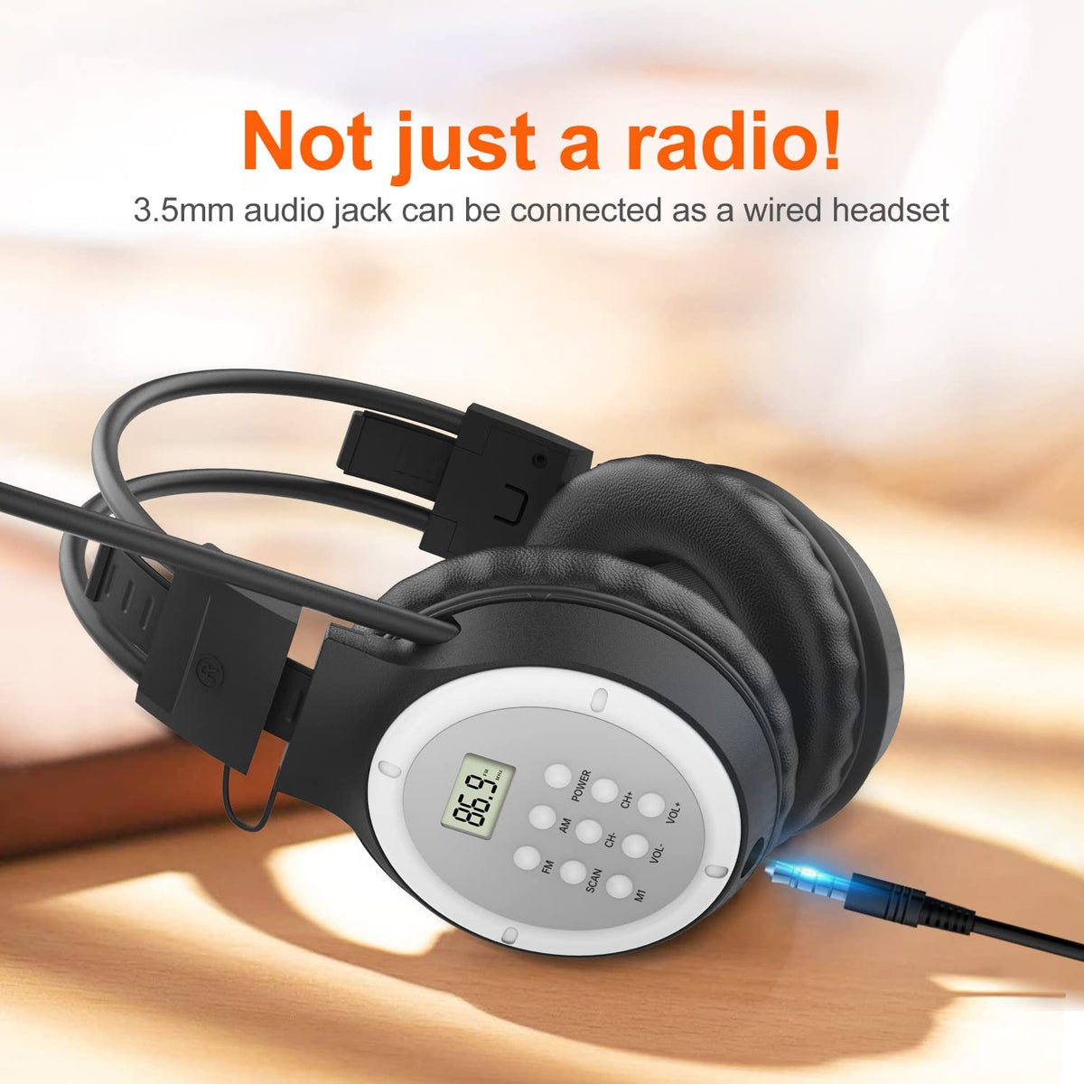 UMUTOO radio headphones extended antenna for stable reception outdoors