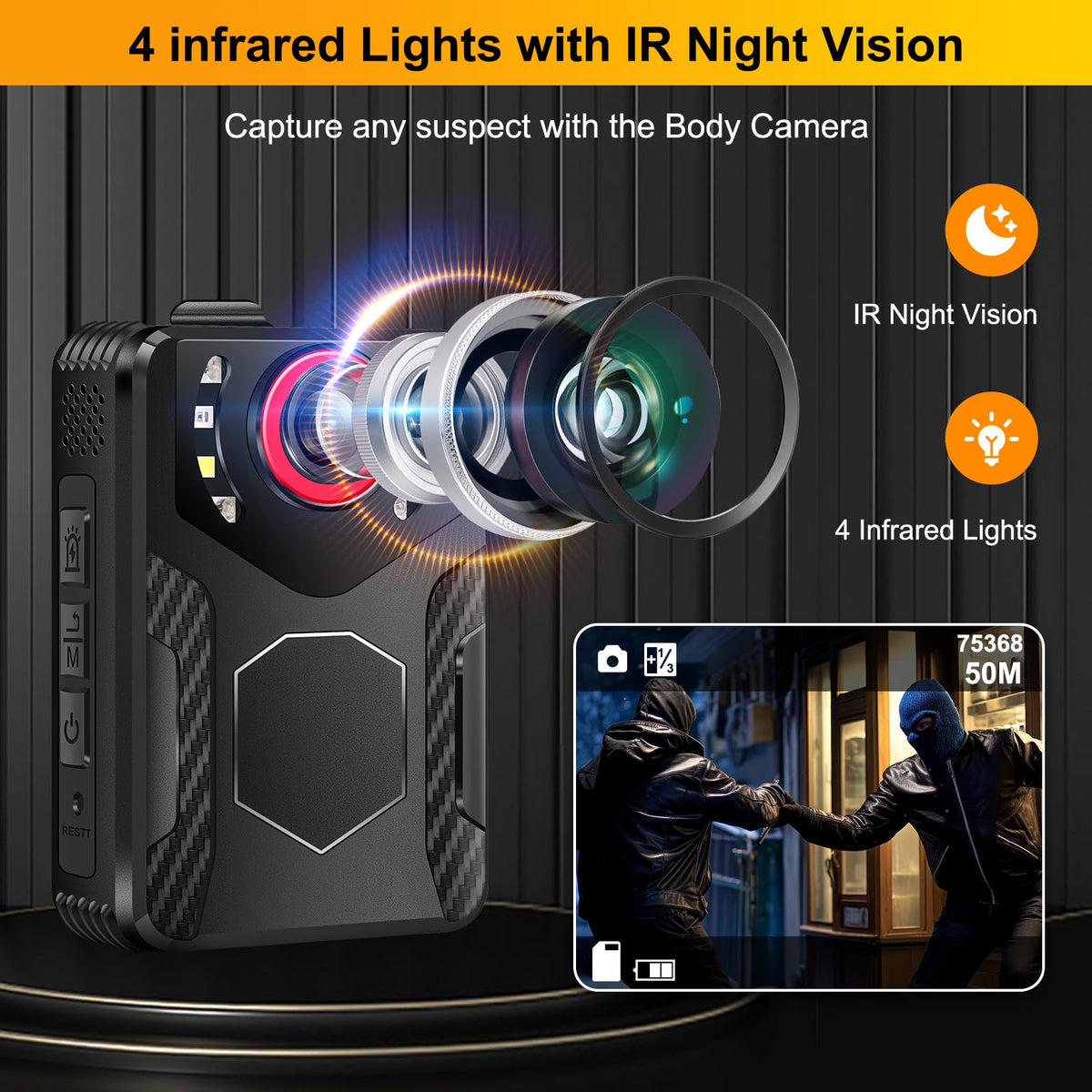 Low-light footage with Unalace camera helps you review events more clearly.